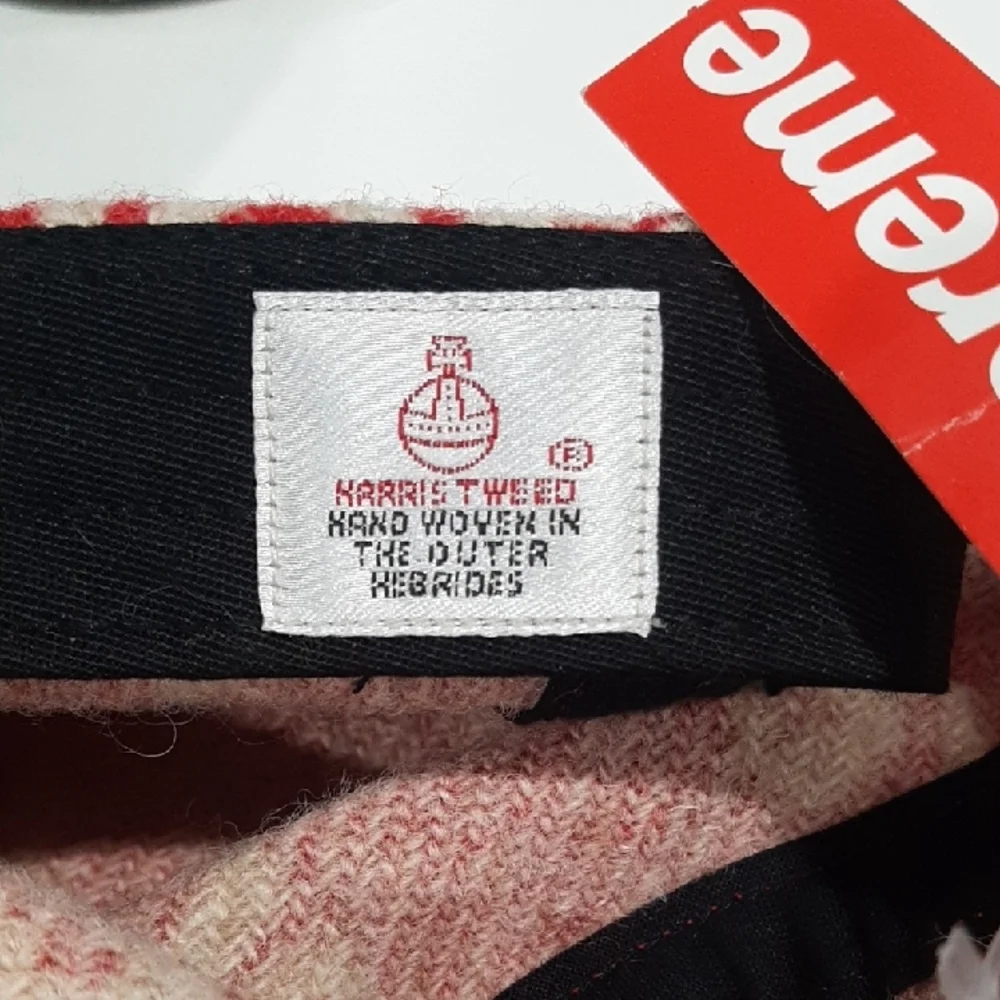 Supreme Red Wool Logo Camp Cap with White All-Over Branding